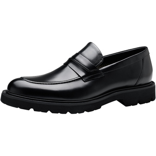 报喜鸟男鞋春秋新款男士商务休闲皮鞋浅口一脚蹬英伦真皮乐福皮鞋