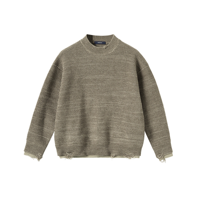 NYHSUGOO/南乙冬季圆领假两件版型破洞元宝针织法55091男士毛衣