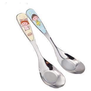 樱桃小丸子勺子食品级304不锈钢元宝勺儿童吃饭汤勺家用宝宝汤匙