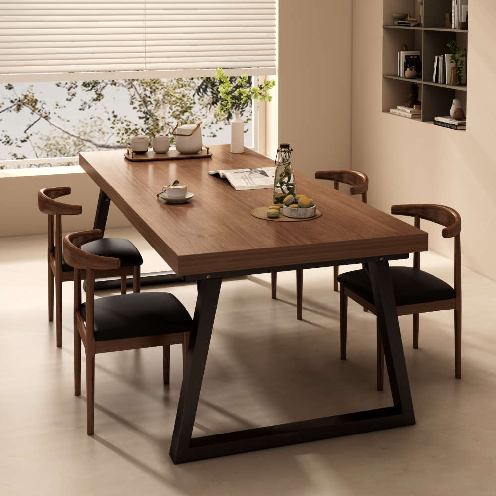 家用餐桌椅组合餐饮商用去客厅化大板桌长方形一桌四椅吃饭桌子