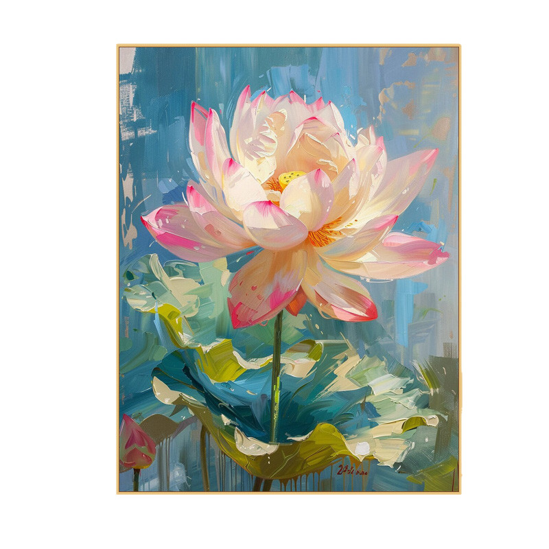 荷花数字油画DIY填充画花卉高级