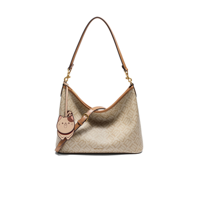 百丽复古老花hobo单肩托特包