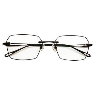 配纯钛近视散光眼镜男超轻镶黑线斯文败类无框防蓝光变色眼睛架潮