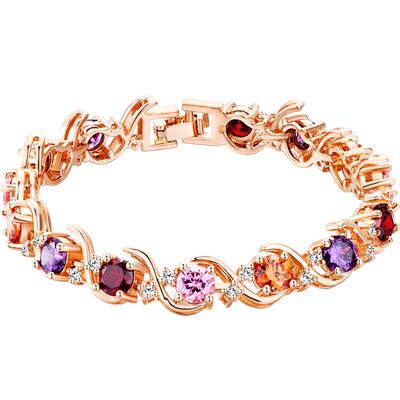 玫瑰彩金女生水晶锆石轻奢手链