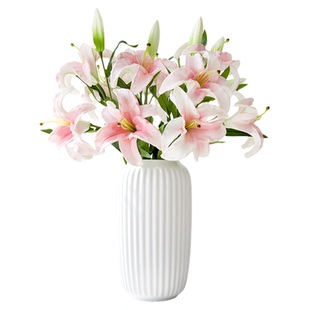 手感保湿PU百合花假花仿真花束客厅家居餐桌干花摆件人造花插花