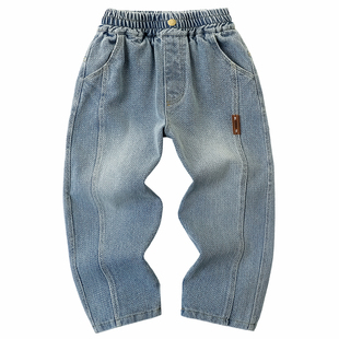 男童裤子春装2026新款儿童洋气时髦牛仔裤中大童百搭直筒长裤春秋