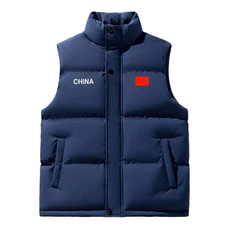 国家队男士马甲秋冬新款加厚保暖外套立领棉背心外穿运动情侣马夹