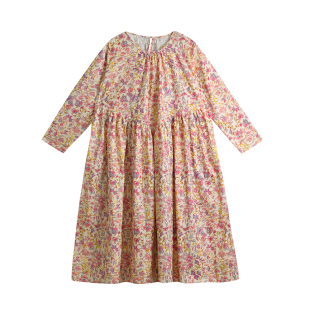 蔡爸爸童装2026新款春秋装女大童碎花裙长袖长款少女连衣裙子1057