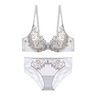 套装LACLOVER兰卡文蕾丝刺绣网纱性感内衣裤挚爱red