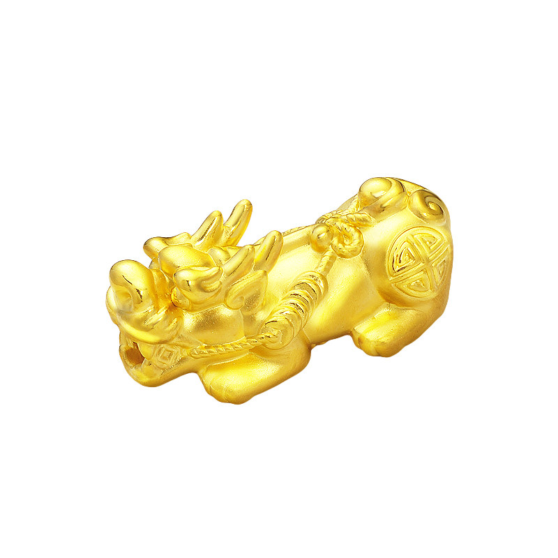 老克勒黄金3D硬金招财纳福黄金貔貅转运珠足金DIY手串送礼男款