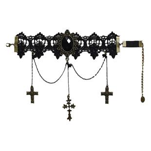 Lolita洛丽塔朋克哥特十字架蕾丝手臂链女臂环臂套亚文化配饰y2k