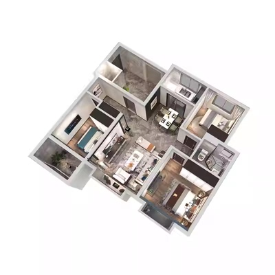 室内装修设计效果图3dmax全景VR精装房屋改造客餐厅酷家乐代画