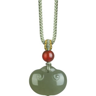 慕溪源和田玉晴水款如意平安锁吊坠男女款玉石挂件玉佩玉锁项链