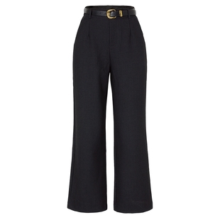 「加绒超模裤」马天奴秋冬新款黑色直筒阔腿裤子显瘦休闲通勤长裤