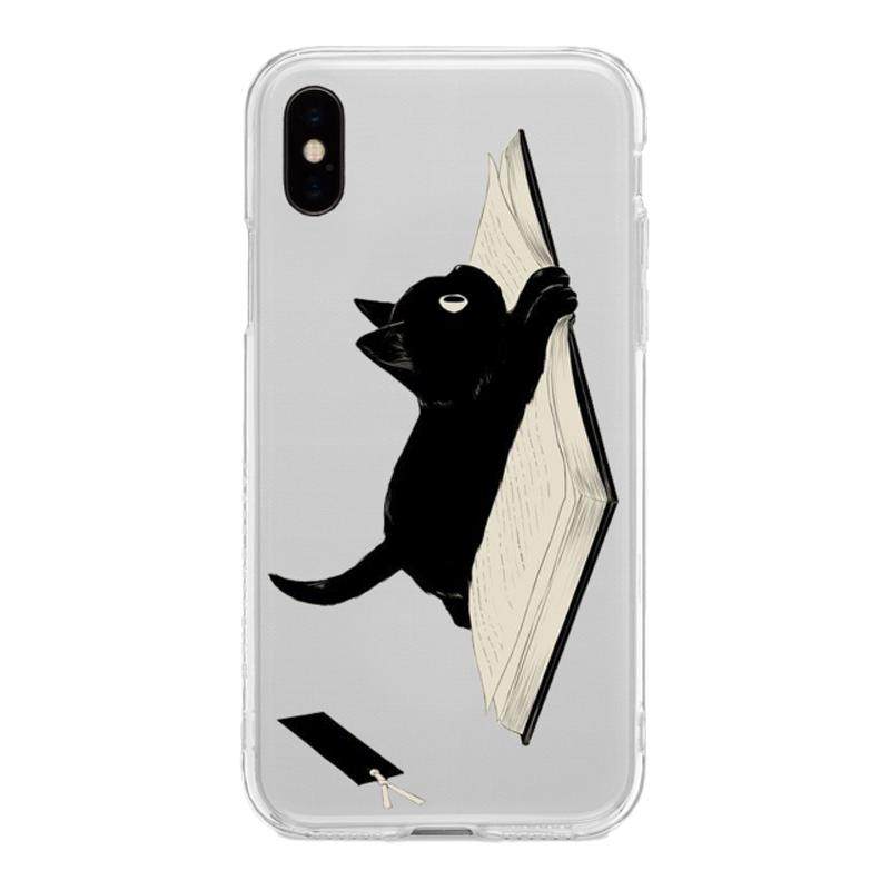 小心撒野 看书小猫咪 适用于iPhone16苹果17promax透明软壳苹果/华为/小米/OPPO/VIVO全包手机壳