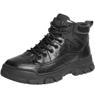 百丽男鞋毛里保暖雪地靴高帮休闲真皮靴冬季东北棉短靴8YA01DD5