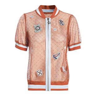 声雨竹官方旗舰店秋夏新款短外套街头薄款拉链Polo领纯色短袖外套