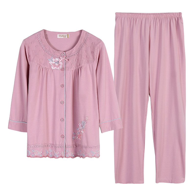 金黛儿睡衣女春秋纯棉中年家居服