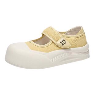 星期六厚底浅口单鞋女春季款一字带通勤软底大头鞋休闲晚晚鞋