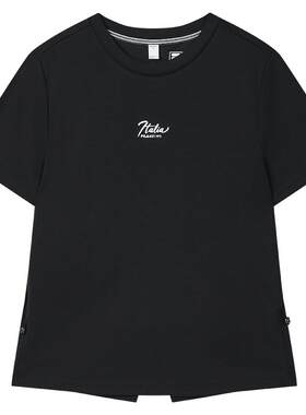 FILA 斐乐女子针织短袖衫秋新款收腰后背开叉时尚休闲舒适T恤