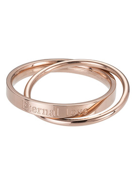 双环英文玫瑰金日韩钛钢情人戒指