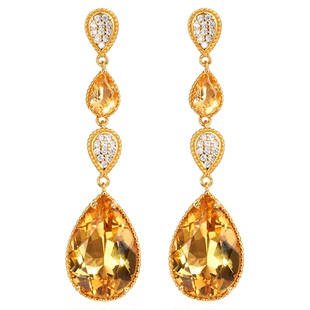 VISING珠宝天然黄水晶暴力黄耳环耳坠耳饰11克拉