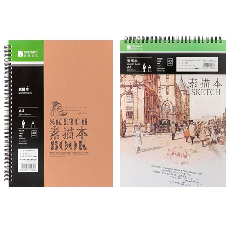 玛丽素描本a4画牛皮经典款专业硬壳加厚A3大号美术专用上翻线圈绘本中学生统一艺考16k绘画本子速写本