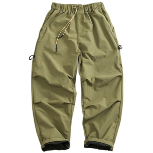 秋冬复合面料厚款休闲长裤男山系潮款宽松直筒机能户外时尚工装裤