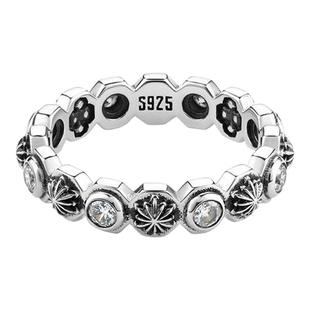 [新年礼物]ROCKRIDE 自由星锆璀璨戒指 新款高级男女情侣星芒纯银