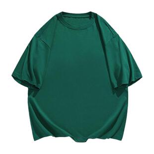 短袖男款夏季2025新款纯棉t恤宽松情侣百搭衫重磅衣服纯黑色上衣