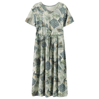 新款夏中老年妈妈女装人造棉时尚