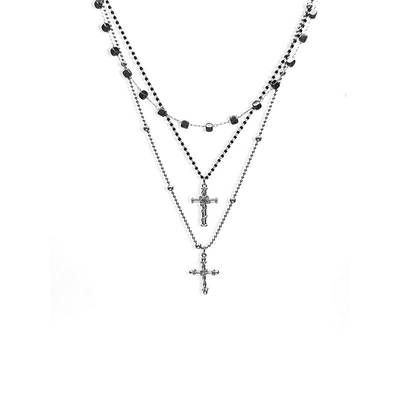 辣妹哥特风十字架叠戴朋克吊坠