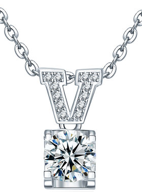 莫桑石镶钻项链日韩风吊坠