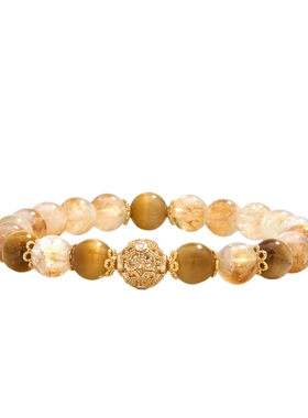 阿吉豆手链黄水晶招财转运珠手串