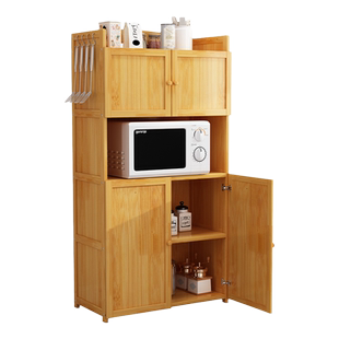 带门厨房置物架餐边柜全门现代烤箱收纳架储物柜微波炉架碗柜橱柜