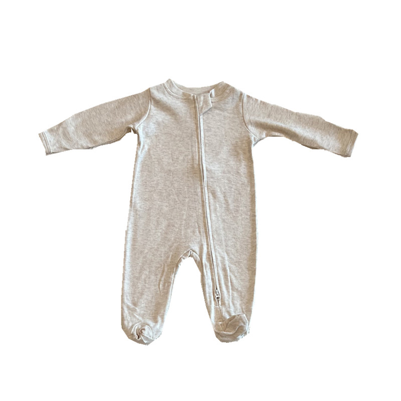 初生婴儿连体衣服纯棉宝宝包手包脚哈衣双拉链睡衣爬服春秋季1岁