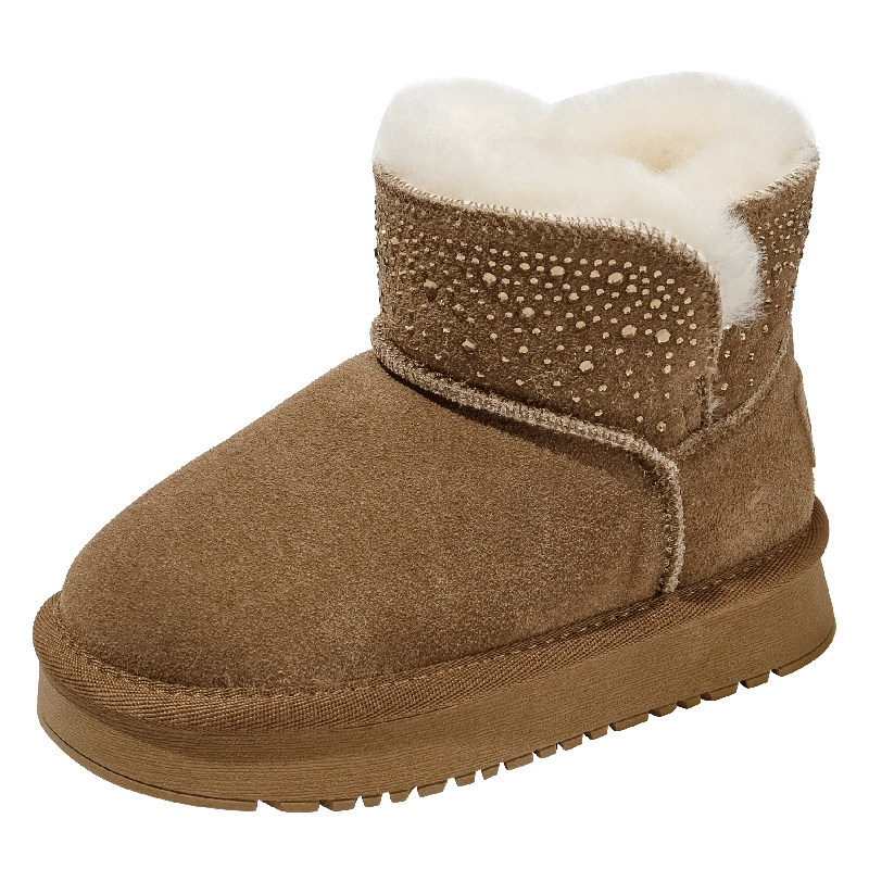 百丽童鞋儿童时尚百搭雪地靴冬季加绒保暖棉靴女童舒适软底小短靴