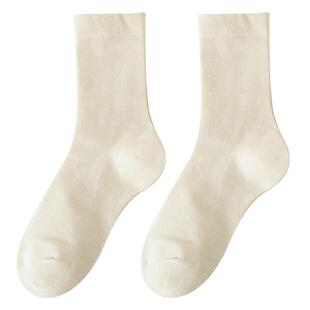 无骨袜子女白色堆堆袜春夏季网红纯棉高弹中筒袜福乐鞋黑色长袜女