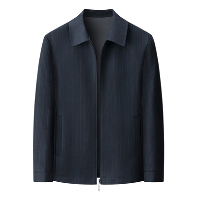 恒源祥翻领春秋宽松中年羊毛夹克