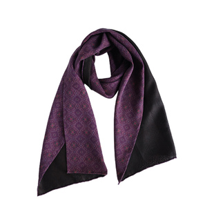 非遗花罗高贵紫丨东方纹样手工卷边100%桑蚕丝围巾百搭配饰长丝巾