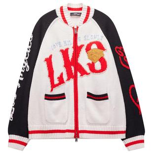 Ed Hardy埃德哈迪春季流行新款女士针织衫棒球领拉链开衫毛衣外套