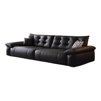 意式极简头层牛皮小户型直排沙发