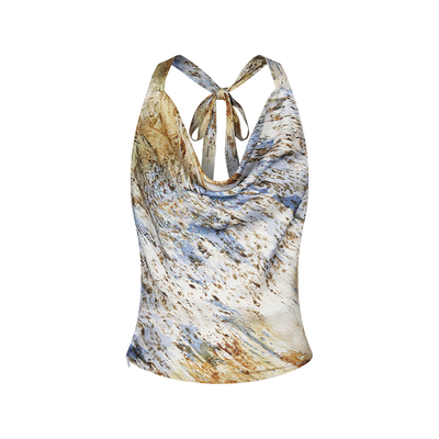 HiimDai印花挂脖荡领吊带