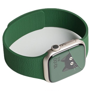 美派适用苹果手表S10表带iwatchS11硅胶手表带S9荔枝纹applewatch10磁吸腕带8女款7运动SE3高级Ultra3