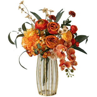 南十字星 仿真花轻奢高端橙色干花花束客厅假花摆件餐桌装饰摆设