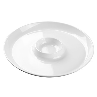 装虾专用盘子商用虾盘带醋碟高级感纯白色创意子母菜盘白灼虾盘子