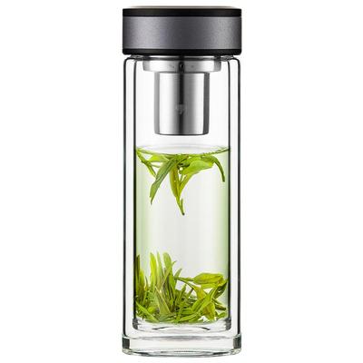 万象高档长款带滤网双层玻璃杯