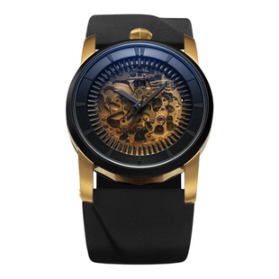 FOB手表男女同款R413法国进口黄金镂空大表盘机械表真皮表带腕表