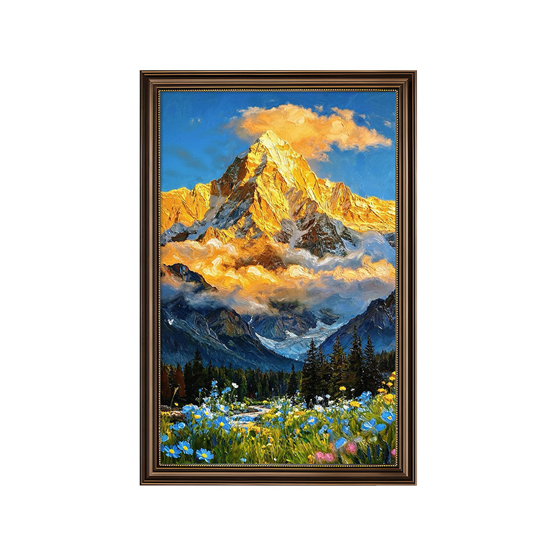 日照金山玄关装饰画2026新款复古油画入户走廊过道挂画高级感壁画