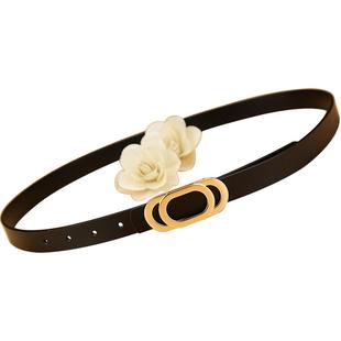 皮带女真皮简约百搭牛皮装饰配裙腰带女细黑色白色连衣裙收腰配饰